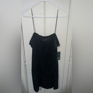 Wild Fabel Black Velvet Cheetah Print Dress